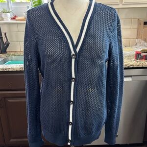 Roxy Navy and White Woman’s Cardigan Sweater